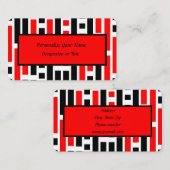 Retro 50er Art Deco Red Black Einzigartige Visiten Visitenkarte (Vorne/Hinten)