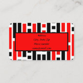 Retro 50er Art Deco Red Black Einzigartige Visiten Visitenkarte (Rückseite)