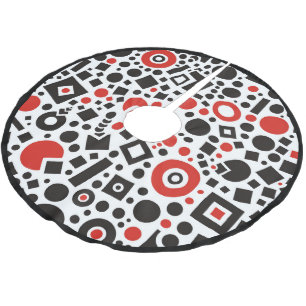 Retro 50er Art Deco Red Schwarz-weiß Polyester Weihnachtsbaumdecke