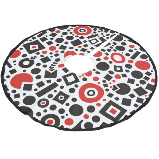 Retro 50er Art Deco Red Schwarz-weiß Polyester Weihnachtsbaumdecke (Schrägansicht)