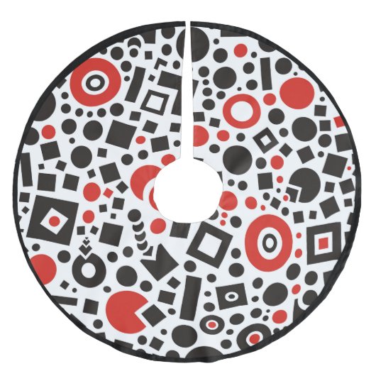 Retro 50er Art Deco Red Schwarz-weiß Polyester Weihnachtsbaumdecke (Vorderseite)