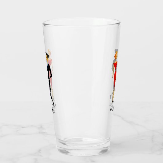 Retro 50er Art Deco Rotes Schwarzes Party Trinken Glas (Links)