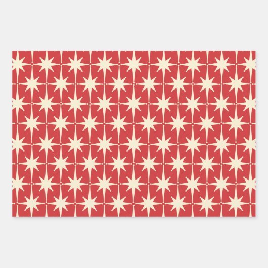 Retro 50er Atomic Age Weihnachtsmuster Sternexplos Geschenkpapier Set (Vorderseite 3)