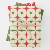 Retro 50er Atomic Age Weihnachtsmuster Sternexplos Geschenkpapier Set (Beispiel)