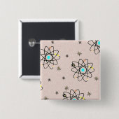 Retro 50er Atomic Print Pink Apparel & Geschenke Button (Vorne & Hinten)