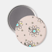 Retro 50er Atomic Print Pink Apparel & Geschenke Magnet (Vorderseite/Rückseite)