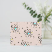 Retro 50er Atomic Print Pink Apparel & Geschenke Postkarte (Stehend Vorderseite)