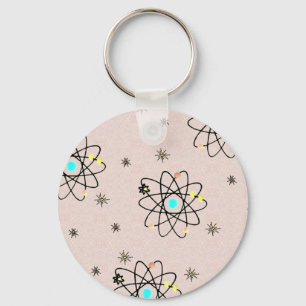 Retro 50er Atomic Print Pink Apparel & Geschenke Schlüsselanhänger