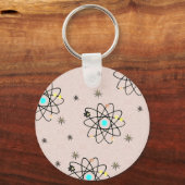 Retro 50er Atomic Print Pink Apparel & Geschenke Schlüsselanhänger (Vorderseite)