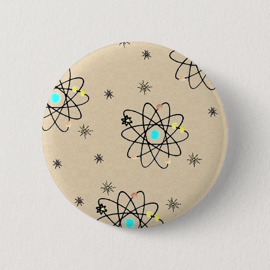 Retro 50er Atommarke Sandbekleidung & Geschenke Button (Vorderseite)