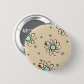 Retro 50er Atommarke Sandbekleidung & Geschenke Button (Vorne & Hinten)