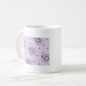 Retro 50er AtomPrint Lavendel Bekleidung & Geschen Kaffeetasse (Vorderseite Links)