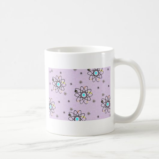 Retro 50er AtomPrint Lavendel Bekleidung & Geschen Kaffeetasse (Rechts)