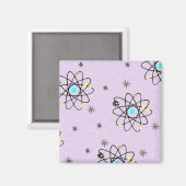 Retro 50er AtomPrint Lavendel Bekleidung & Geschen Magnet (Vorderseite/Rückseite)