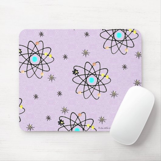 Retro 50er AtomPrint Lavendel Bekleidung & Geschen Mousepad (Mit Mouse)