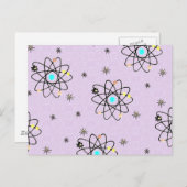 Retro 50er AtomPrint Lavendel Bekleidung & Geschen Postkarte (Vorne/Hinten)