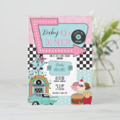 Retro 50er Babydusche Einladung (Stehend Vorderseite)