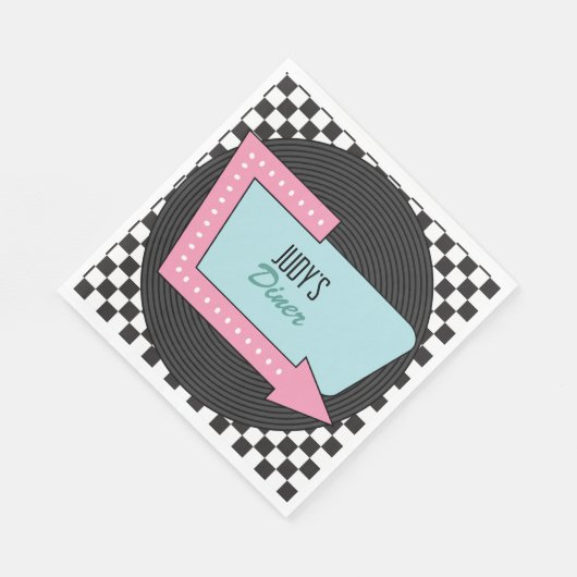Retro 50er Birthday Party Serviette (Ecke)