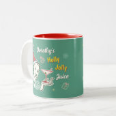 Retro 50er Christmas Holly Jolly Juice Funny Custo Zweifarbige Tasse (Vorderseite Links)