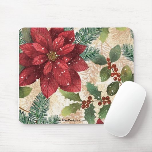 Retro 50er Christmas Poinsettia Mousepad (Mit Mouse)