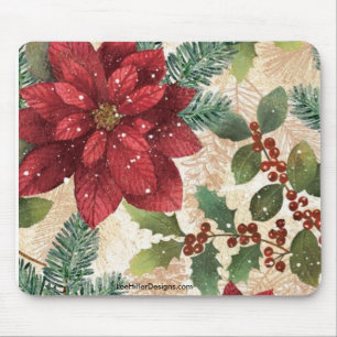 Retro 50er Christmas Poinsettia Mousepad