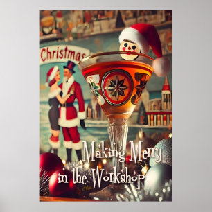 Retro 50er Cocktail Making Merry Christmas Worksho Poster