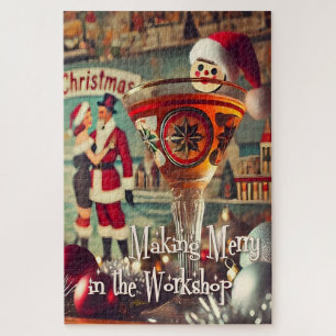 Retro 50er Cocktail Making Merry Christmas Worksho Puzzle