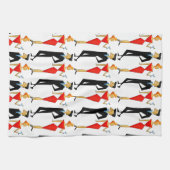 Retro 50er Couple Red Black Cocktails Party Geschirrtuch (Horizontal)