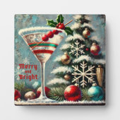 Retro 50er Cranberry Snowflake Weihnachten Martini Fotoplatte (Vorderseite)