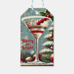Retro 50er Cranberry Snowflake Weihnachten Martini Geschenkanhänger