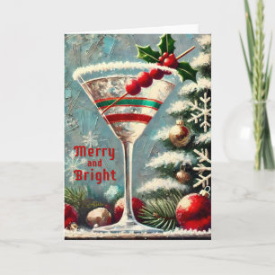 Retro 50er Cranberry Snowflake Weihnachten Martini Karte