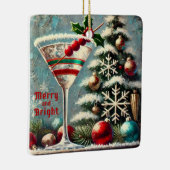 Retro 50er Cranberry Snowflake Weihnachten Martini Keramikornament (Rechts)