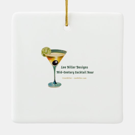 Retro 50er Cranberry Snowflake Weihnachten Martini Keramikornament (Rückseite)