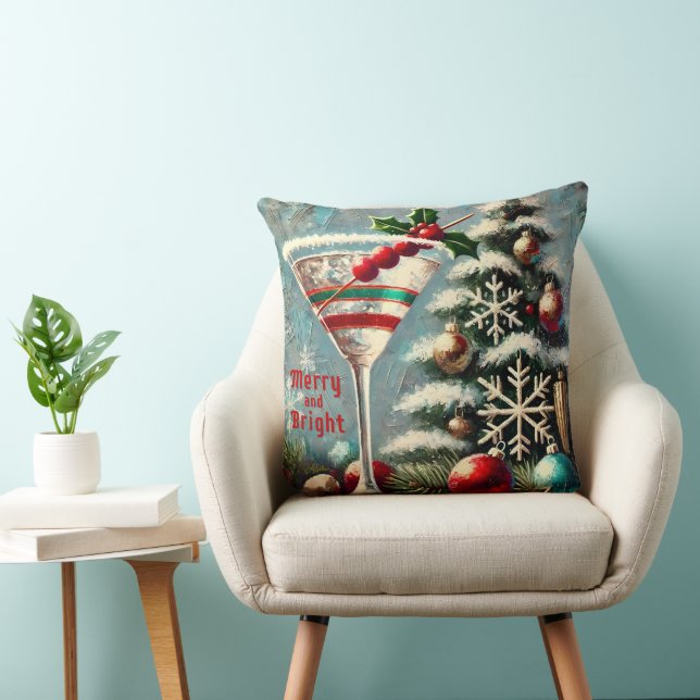 Retro 50er Cranberry Snowflake Weihnachten Martini Kissen (Stuhl )