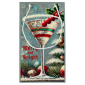 Retro 50er Cranberry Snowflake Weihnachten Martini Kleine Geschenktüte (Rückseite)