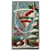 Retro 50er Cranberry Snowflake Weihnachten Martini Kleine Geschenktüte (Vorderseite)
