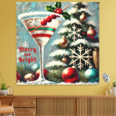 Retro 50er Cranberry Snowflake Weihnachten Martini Leinwanddruck (Insitu (Wohnzimmer))
