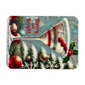 Retro 50er Cranberry Snowflake Weihnachten Martini Magnet (Horizontal)