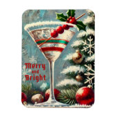 Retro 50er Cranberry Snowflake Weihnachten Martini Magnet (Vertikal)
