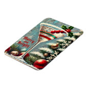 Retro 50er Cranberry Snowflake Weihnachten Martini Magnet (Linke Seite)