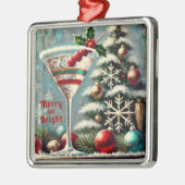 Retro 50er Cranberry Snowflake Weihnachten Martini Ornament Aus Metall (Links)