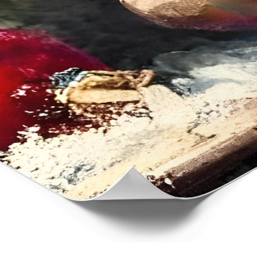 Retro 50er Cranberry Snowflake Weihnachten Martini Poster (Ecke)