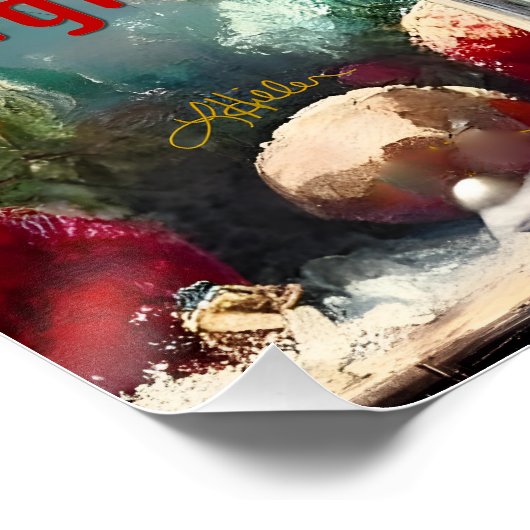 Retro 50er Cranberry Snowflake Weihnachten Martini Poster (Ecke)