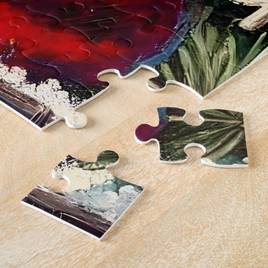 Retro 50er Cranberry Snowflake Weihnachten Martini Puzzle (Seite)