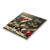 Retro 50er Dreifach-Kranbeeren-Weihnachts-Martini Fliese (Seite)