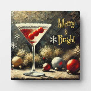 Retro 50er Dreifach-Kranbeeren-Weihnachts-Martini Fotoplatte