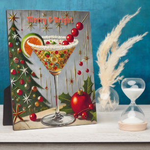 Retro 50er Fröhliche Weihnachts-Cocktail Süßigkeit Fotoplatte