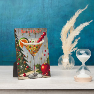 Retro 50er Fröhliche Weihnachts-Cocktail Süßigkeit Fotoplatte