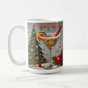 Retro 50er Fröhliche Weihnachts-Cocktail Süßigkeit Kaffeetasse