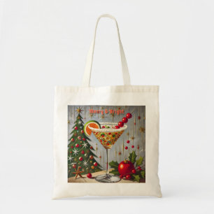 Retro 50er Fröhliche Weihnachts-Cocktail Süßigkeit Tragetasche